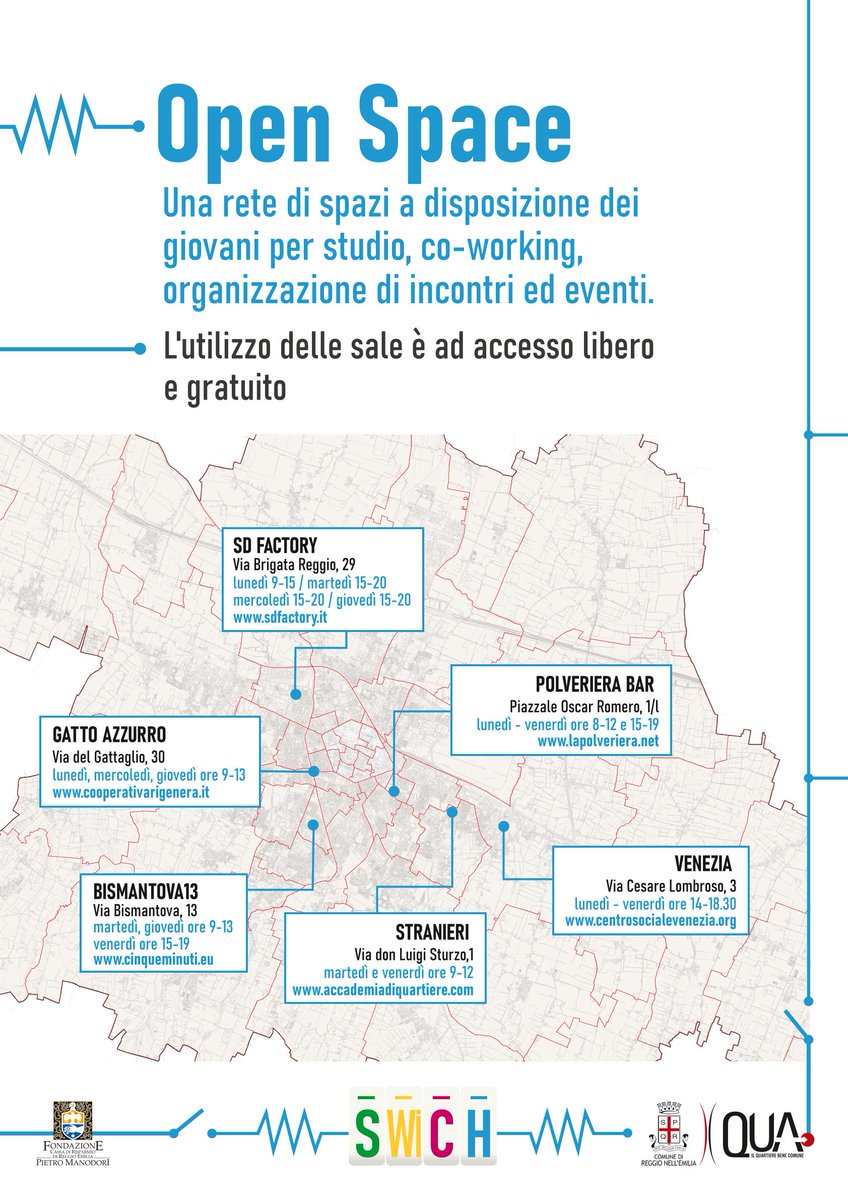 quaderno_re's tweet photo. 🚀OPEN SPACE 🚀
#ReggioEmilia. Una nuova rete di spazi è a disposizione di studenti, lavoratori freelance e smart-worker! 6 spazi aperti a ragazzi delle scuole superiori, giovani universitari e lavoratori per svolgere attività di studio, co-working, incontri ed eventi. Gratis! https://t.co/8z7iSaBzPQ