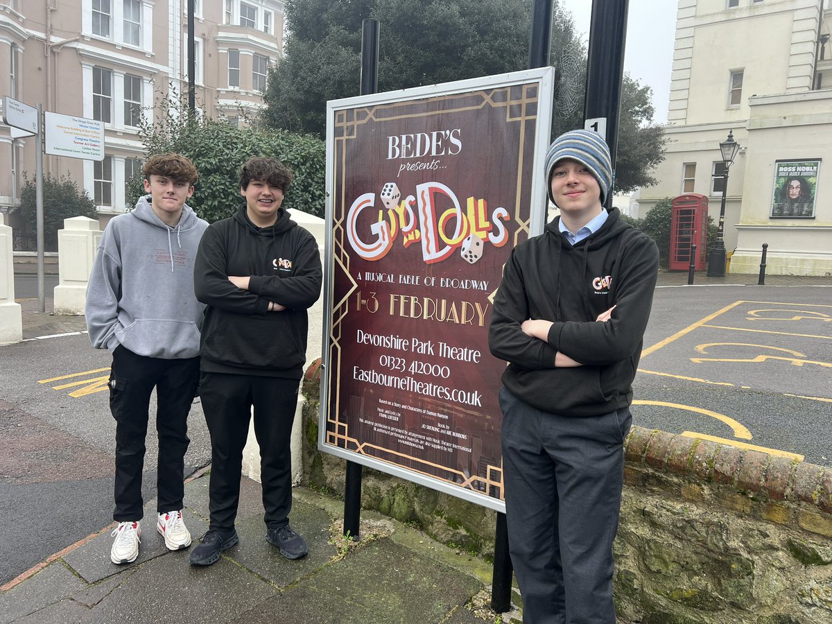 We’ve arrived! Here are our wonderful Production Arts Students at the Devonshire Park Theatre for the Get In of Guys and Dolls! <a href="/bedesnews/">Bede's Senior School</a> <a href="/EBTheatres/">Eastbourne Theatres</a>