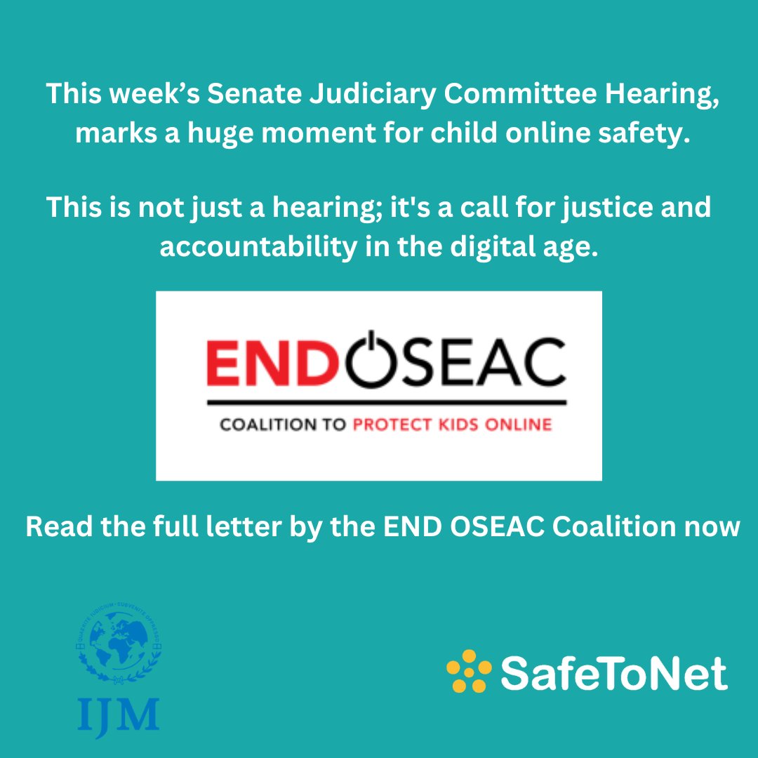 SafeToNet (@safetonet) on Twitter photo The biggest names in Tech will face questions on their efforts to end the exploitation of children online. No more hiding - it's time for concrete answers & real change! We are proud our solution is mentioned in the letter by the #EndOSEACCoalition &
<a href="/IJM/">International Justice Mission</a>: rb.gy/l8eydm The biggest names in Tech will face questions on their efforts to end the exploitation of children online. No more hiding - it's time for concrete answers & real change! We are proud our solution is mentioned in the letter by the #EndOSEACCoalition &
<a href="/IJM/">International Justice Mission</a>: rb.gy/l8eydm