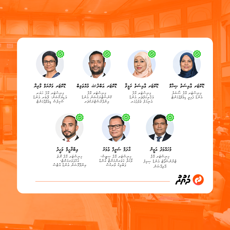 Dhaurunews's tweet photo. ރައީސް މުހައްމަދު މުއިއްޒުގެ ފުރަތަމަ ކެބިނެޓަށް އައްޔަންކުރެއްވި 22 ބޭފުޅުންގެ ތެރެއިން ތިން ވަޒީރަކަށް ރުހުން ދޭން ނުފެންނަ ކަމަށް ރައްޔިތުންގެ މަޖިލީހުން ދެންމެއަކު ފާސްކޮށްފި