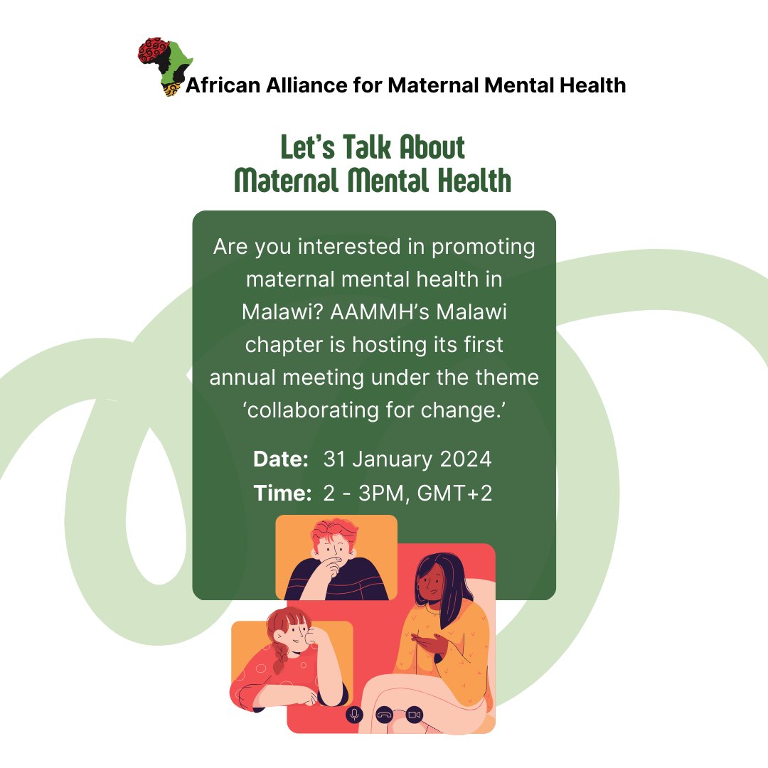 Have you registered for AAMMH Malawi's webinar? What are you waiting for? This is your opportunity to be involved in transforming Malawi's maternal mental health landscape. For non-members: eventbrite.com/e/aammh-malawi… For members: forms.gle/EP9svH53hBEpPw…