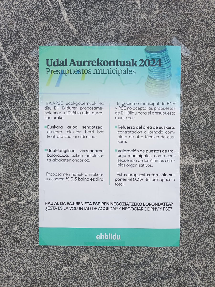 EHBilduAmurrio's tweet photo. 💰Udal Aurrekontuak 2024

❓Hau al da EAJ-ren eta PSE-ren negoziatzeko borondatea? https://t.co/srvhUOnXYo