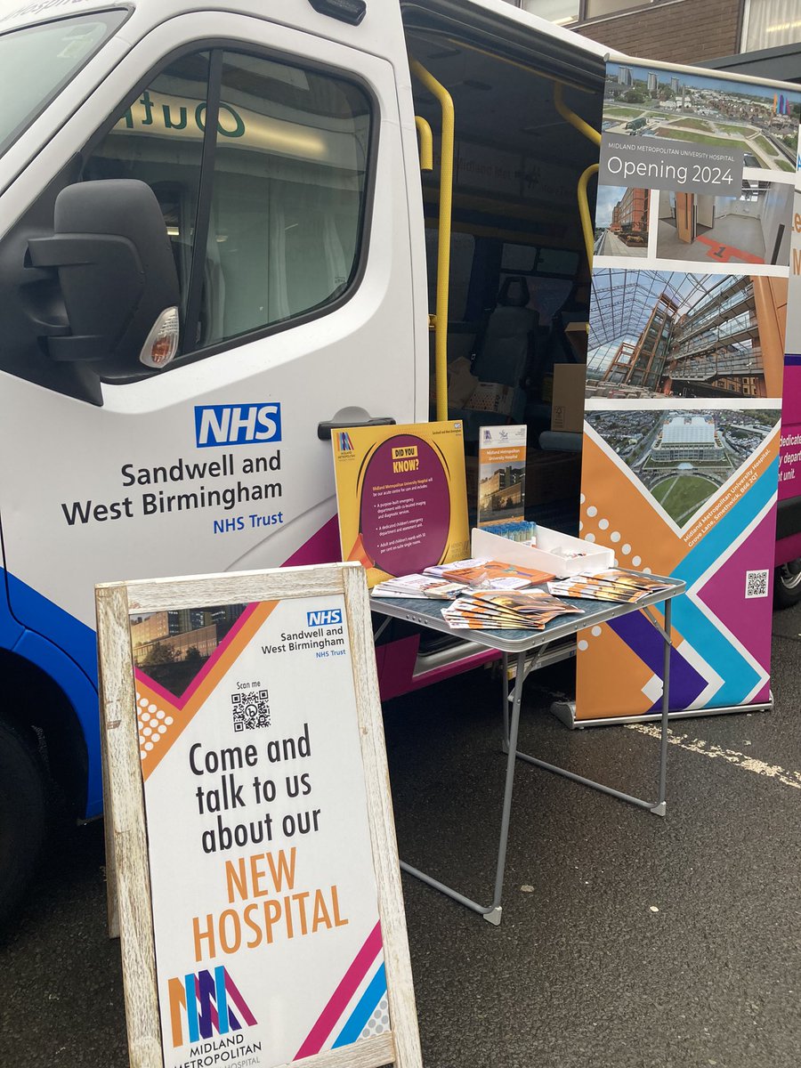 @MidlandMetUH will be opening later this year! And we’re here with our bus at Sandwell outpatients ready to tell you more! @SWBHnhs
