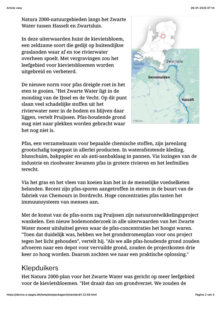 HarroPruijssen's tweet photo. In Trouw beschrijft @boomeik hoe ik als projectleider van @ProvOverijssel een oplossing mocht bedenken voor het #nat2000 project Uiterwaarden Zwarte Water en Vecht.
Door de Pfas normen dreigde het natuurproject niet uitgevoerd te kunnen worden. https://t.co/KKC5TbOf2g