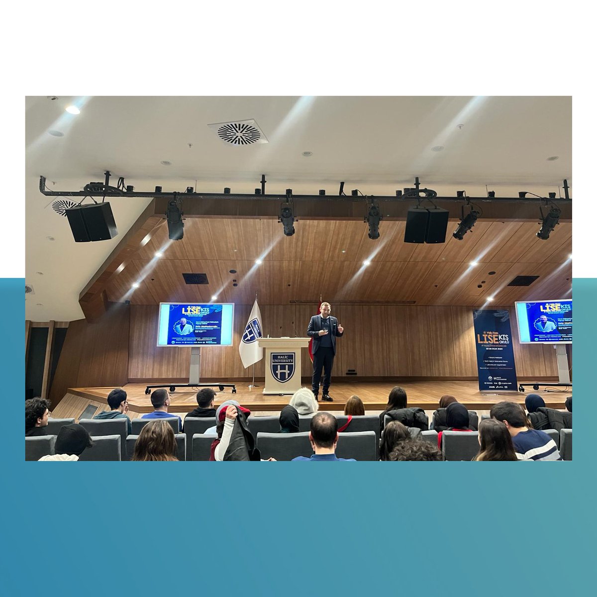 aipaturkey's tweet photo. Kurucumuz ve Başkanımız Zafer Küçükşabanoğlu Haliç Üniversitesinin düzenlediği Haliç Fest'24 Lise Kış Okulu'na konuşmacı olarak katıldı.

Our founder and Chairman Zafer Küçükşabanoğlu participated as a speaker at the Haliç Fest'24 High School Winter School organized by Haliç University.

#aipaturkey #ai #yapayzeka 🧠🤖🦾