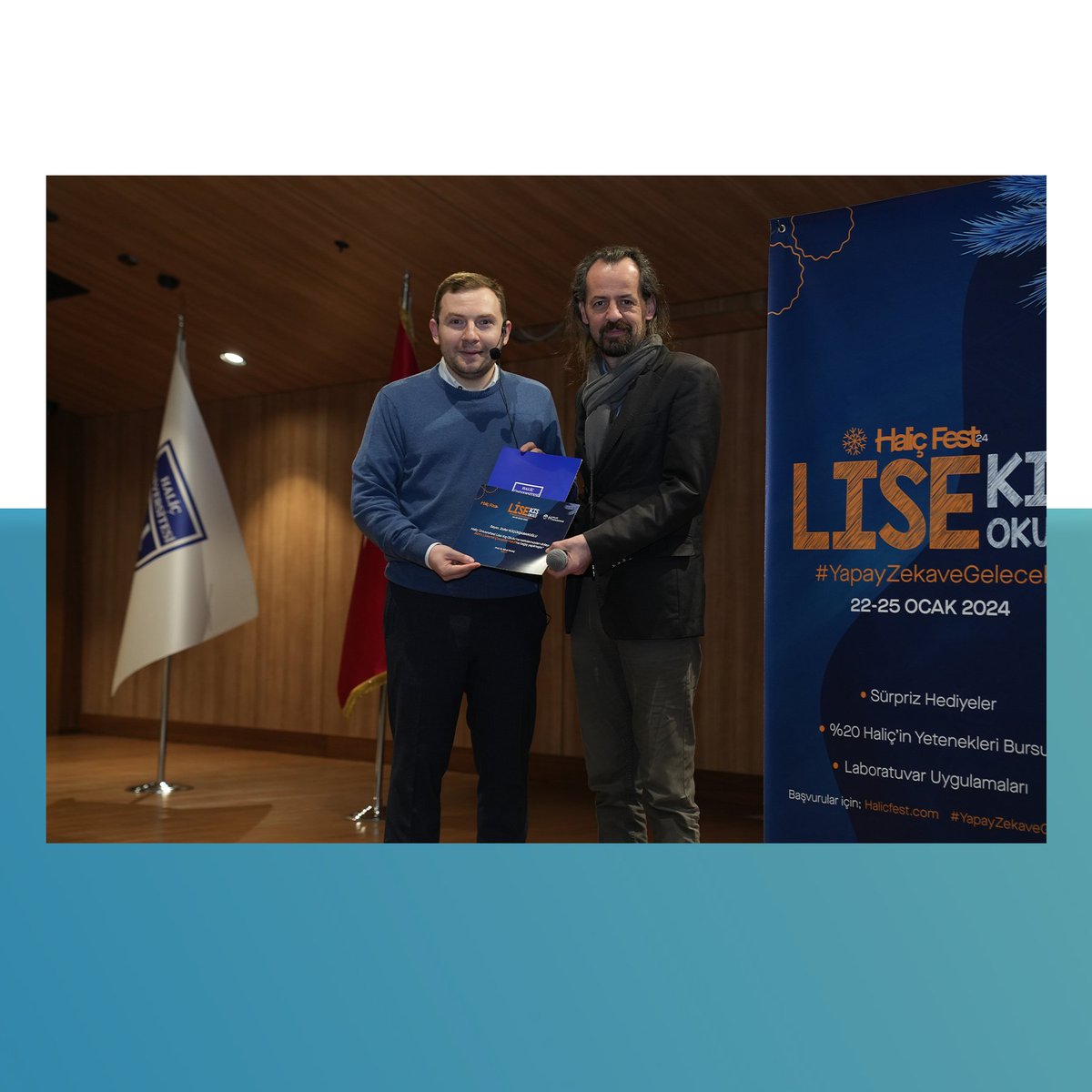 aipaturkey's tweet photo. Kurucumuz ve Başkanımız Zafer Küçükşabanoğlu Haliç Üniversitesinin düzenlediği Haliç Fest'24 Lise Kış Okulu'na konuşmacı olarak katıldı.

Our founder and Chairman Zafer Küçükşabanoğlu participated as a speaker at the Haliç Fest'24 High School Winter School organized by Haliç University.

#aipaturkey #ai #yapayzeka 🧠🤖🦾
