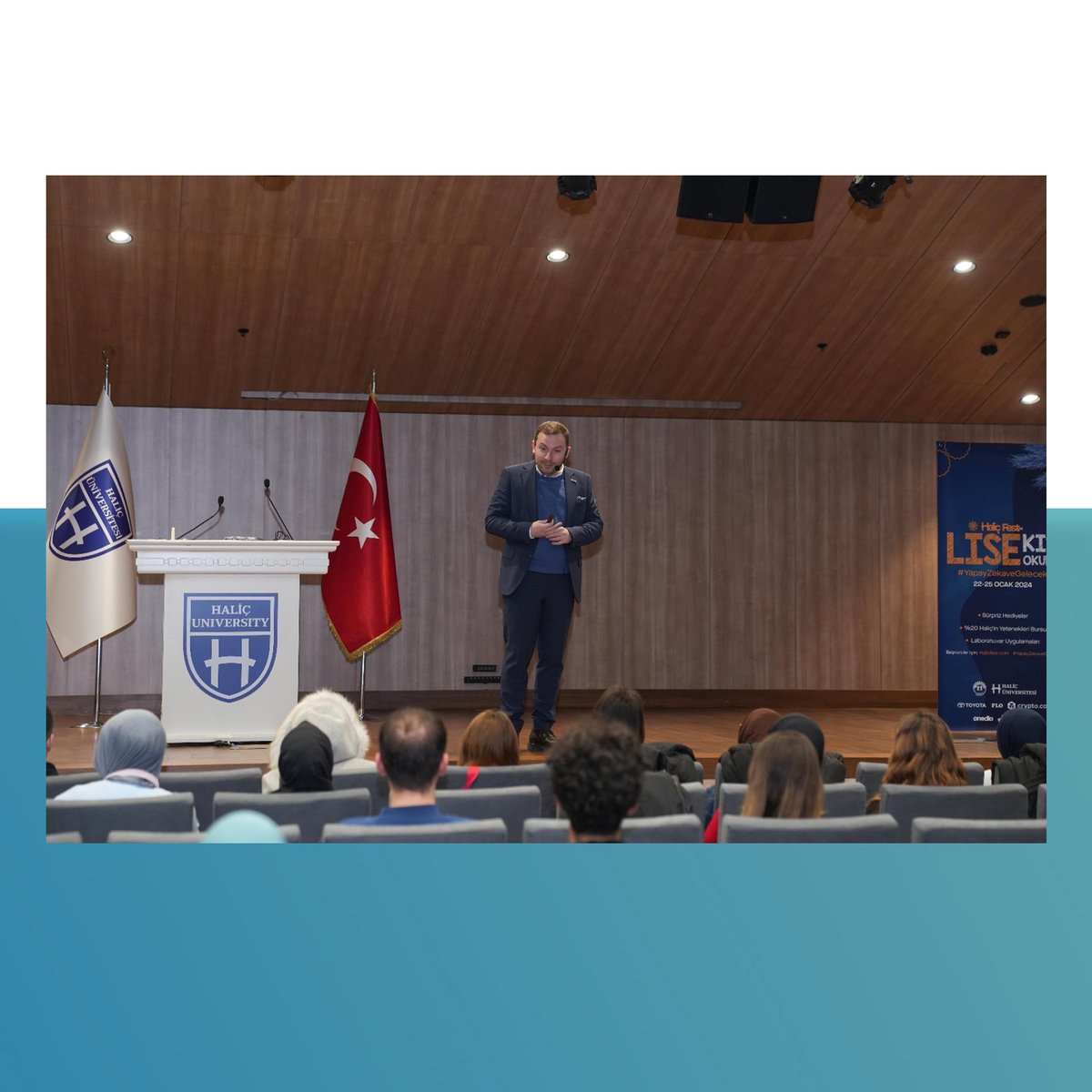aipaturkey's tweet photo. Kurucumuz ve Başkanımız Zafer Küçükşabanoğlu Haliç Üniversitesinin düzenlediği Haliç Fest'24 Lise Kış Okulu'na konuşmacı olarak katıldı.

Our founder and Chairman Zafer Küçükşabanoğlu participated as a speaker at the Haliç Fest'24 High School Winter School organized by Haliç University.

#aipaturkey #ai #yapayzeka 🧠🤖🦾