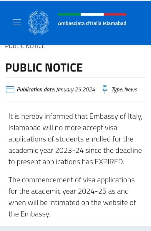 ZubairR64510569's tweet photo. if a student got admission in dec, how he/she gonna apply for admission. Over 100 PhD students are waiting for appointment at Italian embassy.Gerry office not entertaining them.why?😢
@ItaliaDomaniGov
@ItalyMFA_int
@ItalyinPakistan
@ForeignOfficePk
@MoitOfficial
@MaryamNSharif https://t.co/xIJrWUcKo0