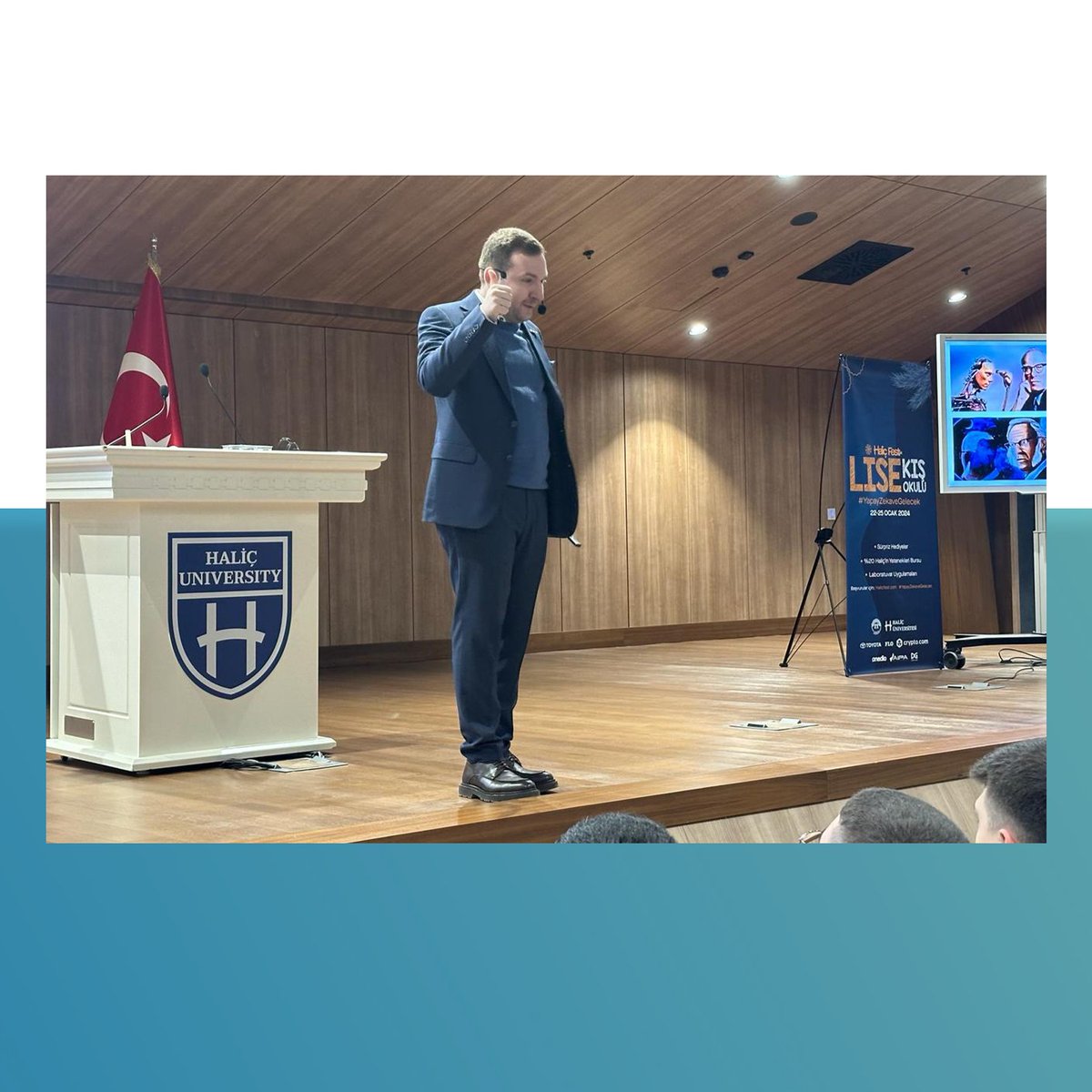 aipaturkey's tweet photo. Kurucumuz ve Başkanımız Zafer Küçükşabanoğlu Haliç Üniversitesinin düzenlediği Haliç Fest'24 Lise Kış Okulu'na konuşmacı olarak katıldı.

Our founder and Chairman Zafer Küçükşabanoğlu participated as a speaker at the Haliç Fest'24 High School Winter School organized by Haliç University.

#aipaturkey #ai #yapayzeka 🧠🤖🦾