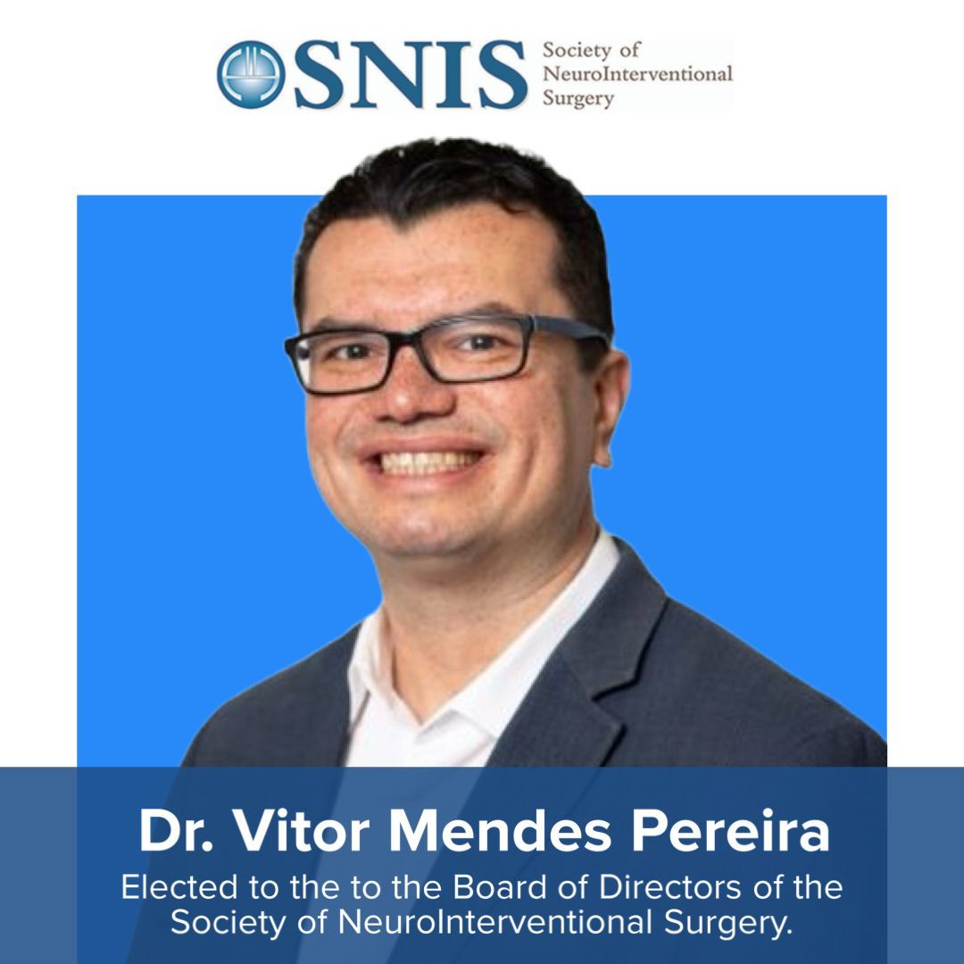 UofTNeuroSurge's tweet photo. Congratulations to @vitorpereiracan on his election to the board of directors of the Society of NeuroInterventional Surgery, an organization committed to advancing the field of #NeurointerventionalSurgery through #scientific and #educational initiatives. https://t.co/ZS2A7rWXkD
