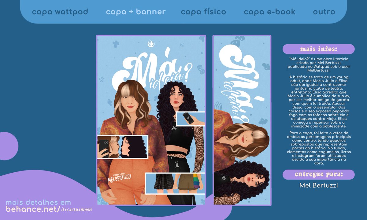 itscactusmoon's tweet photo. 🎨 | Entrega! 

📘:  Má ideia?
✍: @/melbertuzzi
✨: capa e banners (história e capítulo) • vetorial manipulado

Obrigada pela confiança! Volte sempre 🪐💜 https://t.co/gnCRAgwYLQ