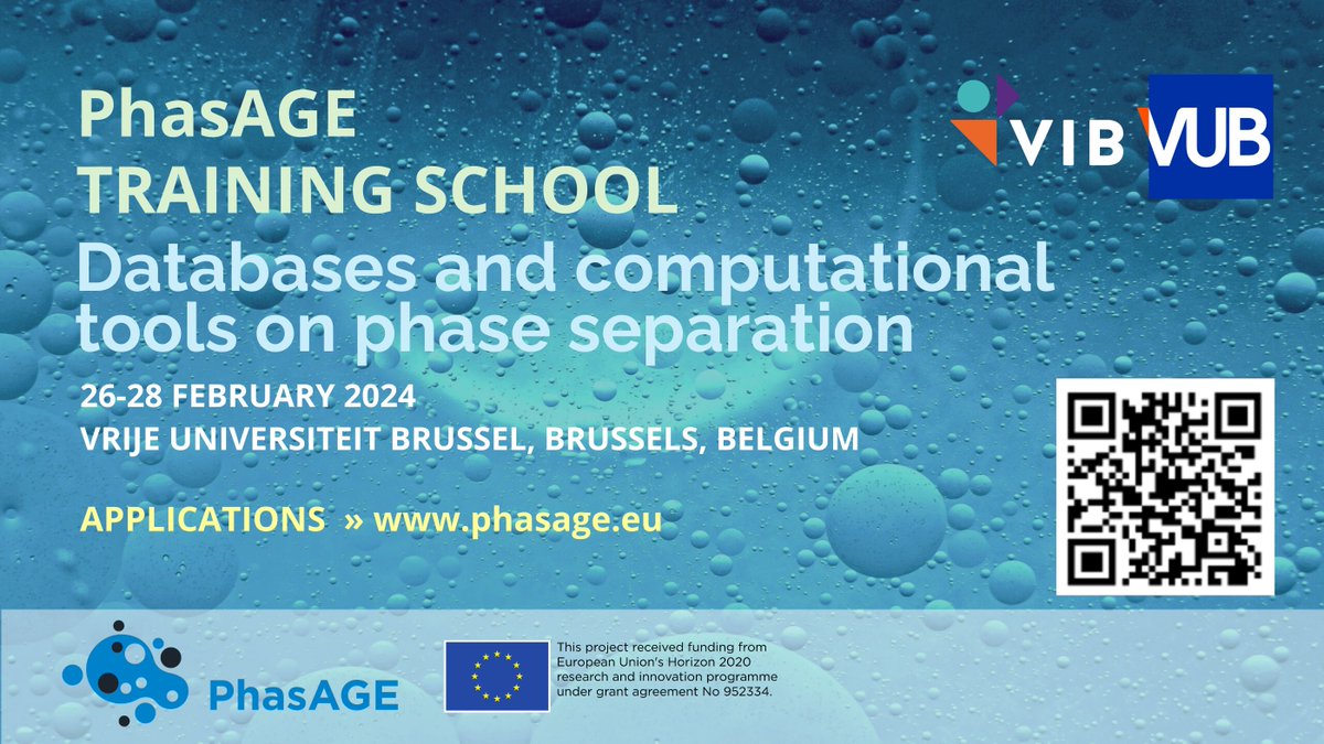 Great News to start this week! @PeTompa is organizing the 5th PhasAGE Training School in Brussels 🇧🇪 Applications are now open at phasage.eu/training-schoo… No registration fee! #PhasAGETS5 #LLPS #databases