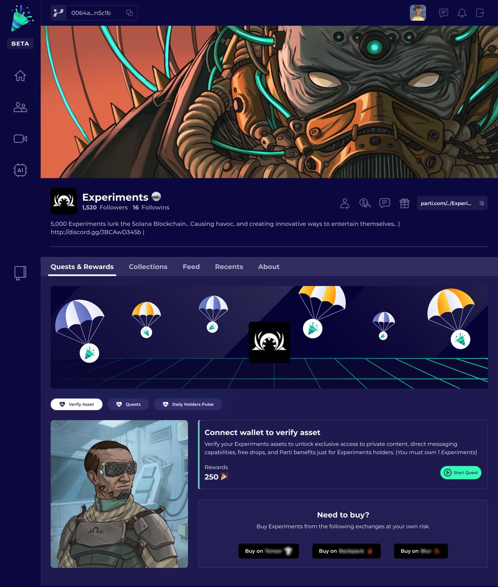 🎉PARTI.COM (@jointheparti) on Twitter photo 👀Causing havoc and creating innovative ways to entertain themselves <a href="/ExperimentsSOL/">Experiments</a> has joined The Founding #Parti🎉Community!🕺
parti.com/creator/parti/…
Experiments verified asset holders are promised free #Parti🎉token airdrops and exclusive benefits after securing one of the 👀Causing havoc and creating innovative ways to entertain themselves <a href="/ExperimentsSOL/">Experiments</a> has joined The Founding #Parti🎉Community!🕺
parti.com/creator/parti/…
Experiments verified asset holders are promised free #Parti🎉token airdrops and exclusive benefits after securing one of the