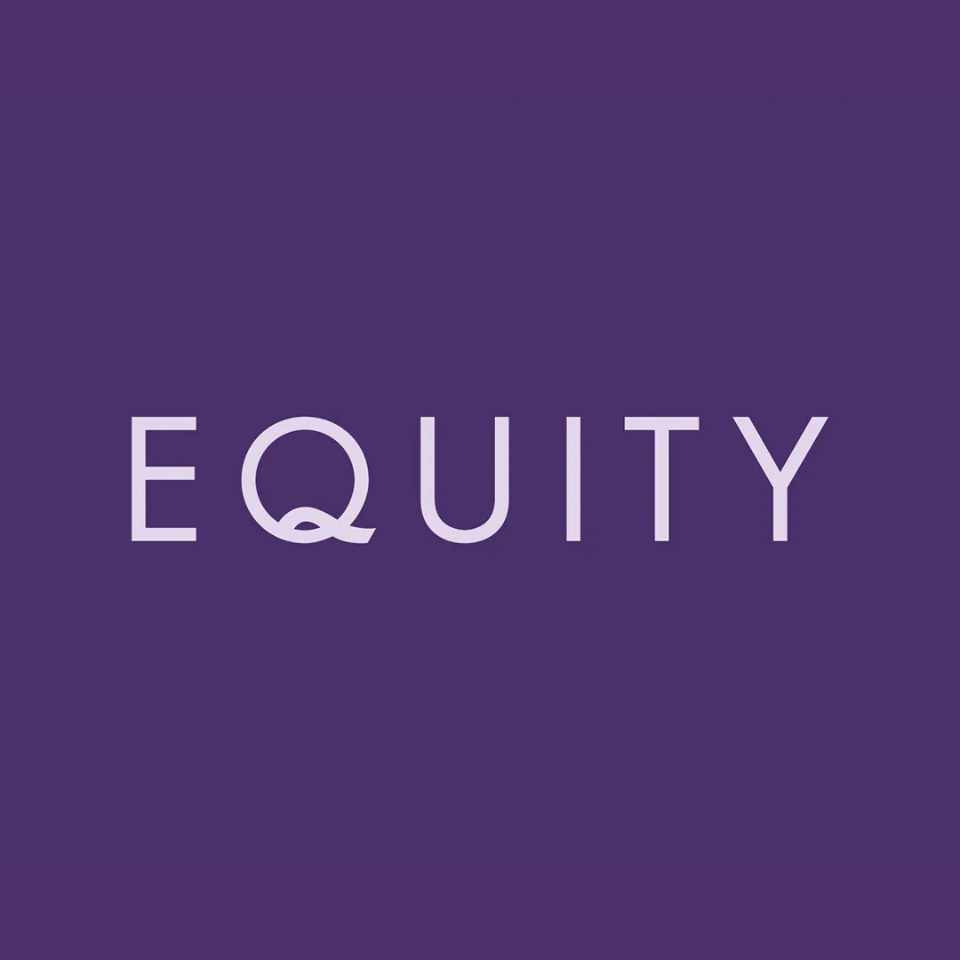 Image reads 'Equity' in light purple on dark purple background