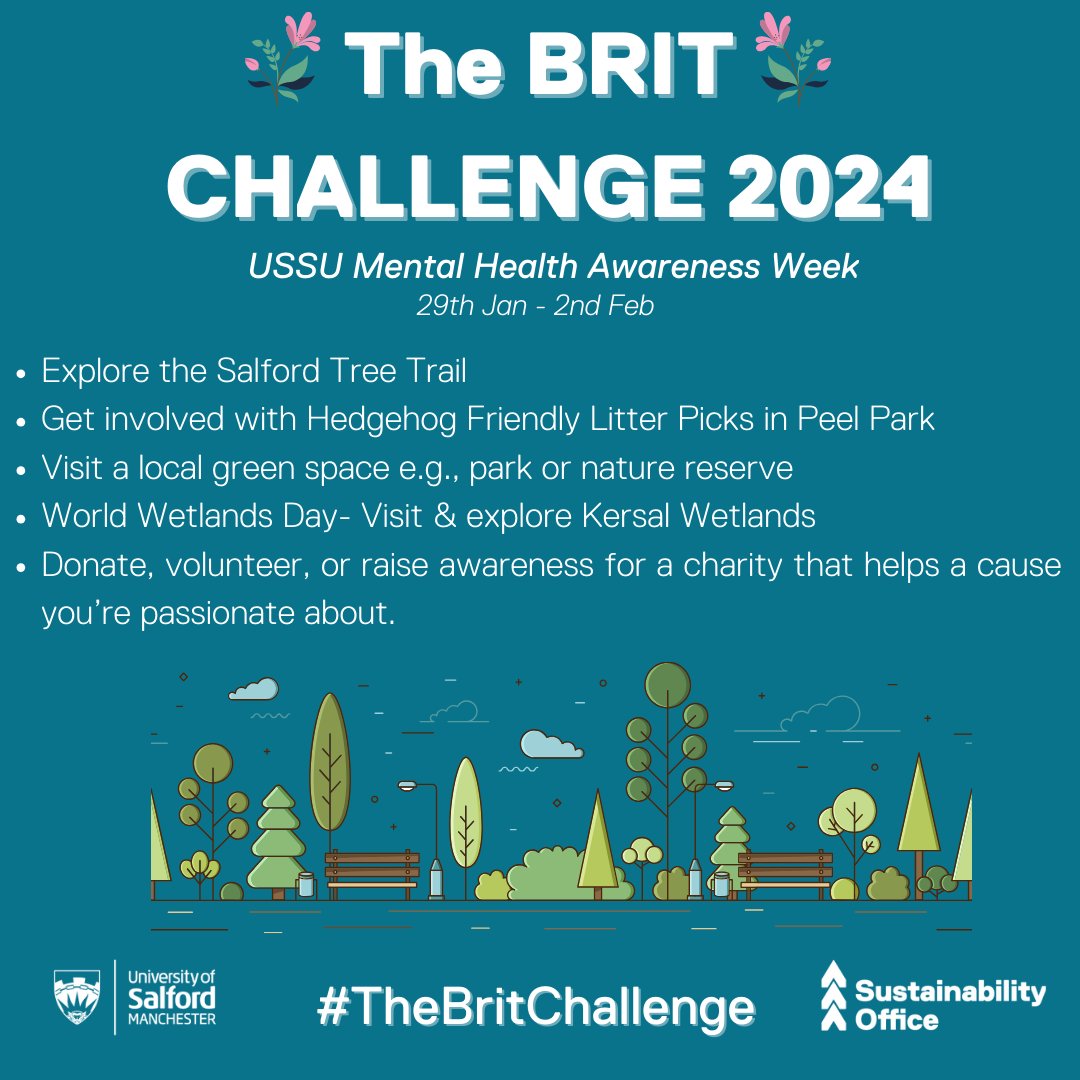 UoS Sustainability (@uos_sustain) on Twitter photo Its <a href="/salfordsu/">Salford SU</a>'s Mental Health Awareness Week!
See image below for things to get involved with!💚
📌Salford Tree Trail👉bit.ly/3NbsgMS
📌HFC Litter Picks👉bit.ly/HogPick
📌Local green spaces👉bit.ly/SGreenS
📌Kersal Wetlands👉bit.ly/KersalW Its <a href="/salfordsu/">Salford SU</a>'s Mental Health Awareness Week!
See image below for things to get involved with!💚
📌Salford Tree Trail👉bit.ly/3NbsgMS
📌HFC Litter Picks👉bit.ly/HogPick
📌Local green spaces👉bit.ly/SGreenS
📌Kersal Wetlands👉bit.ly/KersalW