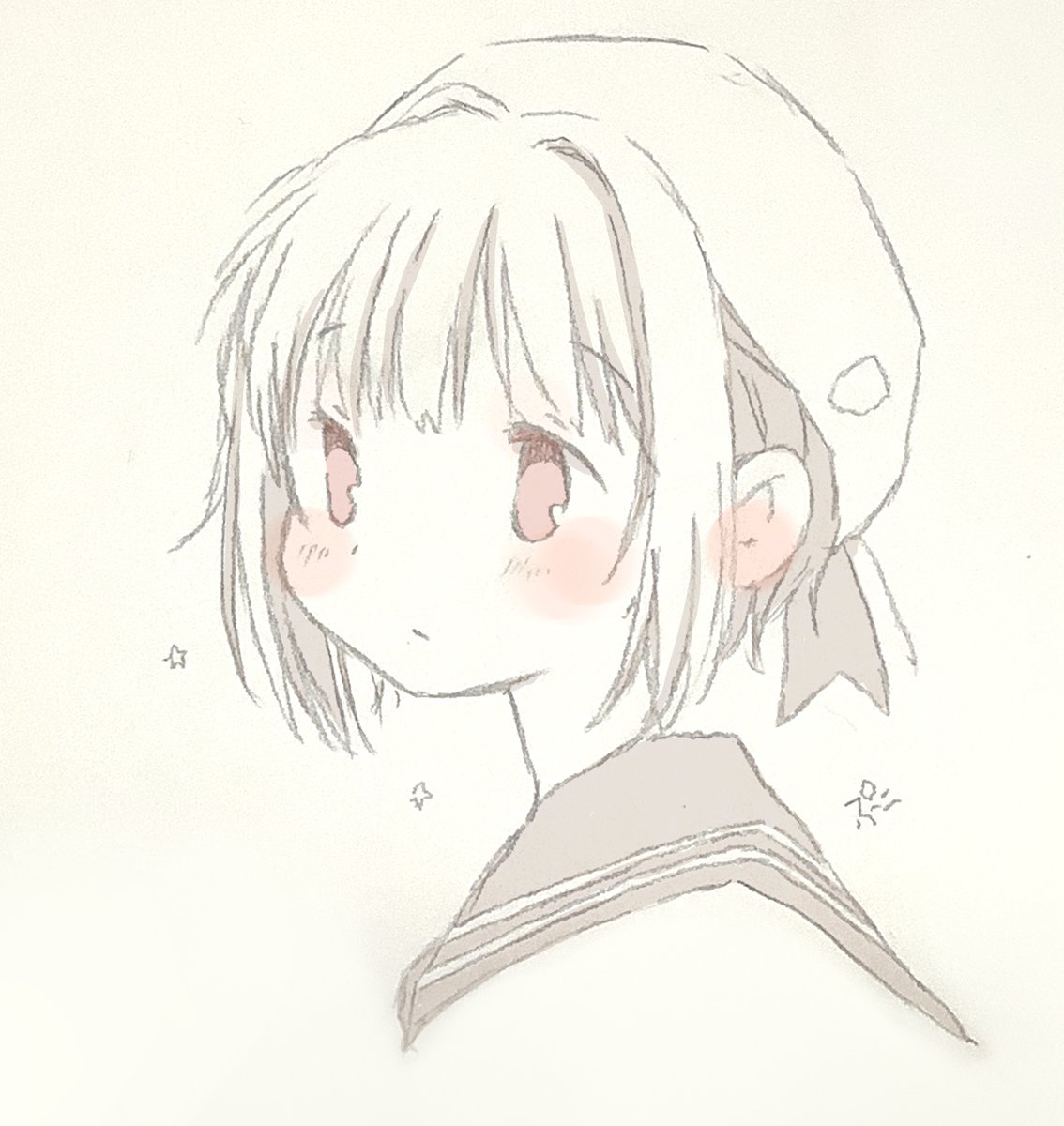 「セーラー服とベレー帽の組み合わせが好き 幼稚園の制服がセーラー+ベレー帽で通園す」|ひよぷこのイラスト