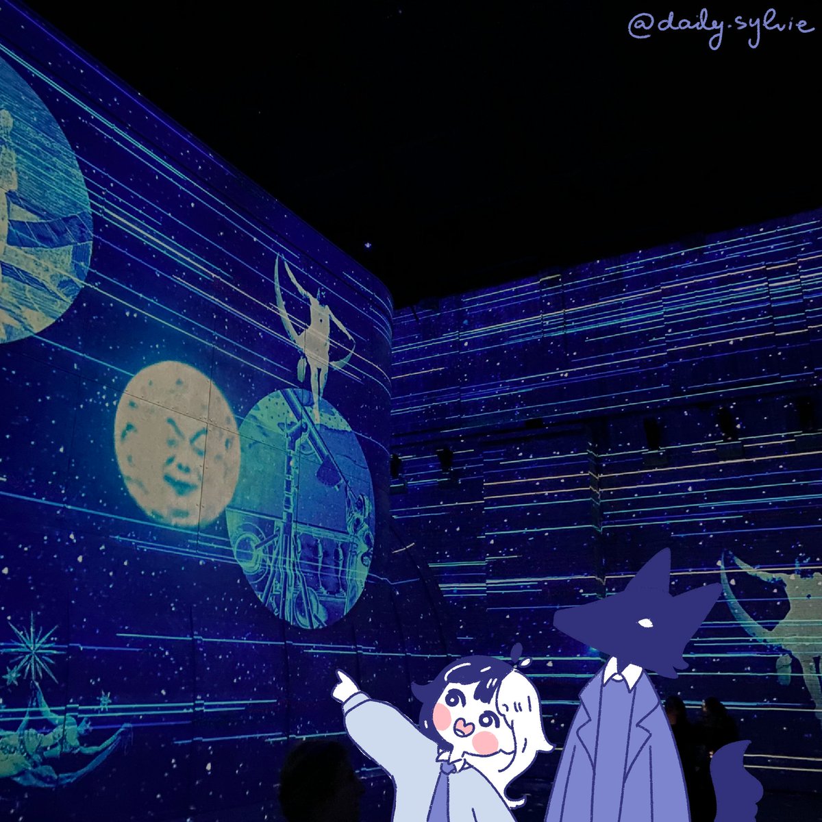 daily__sylvie's tweet photo. ★80★
Today, Haiakiel and I went to the space exhibition at the light museum in Amsterdam 🪐 They projected space images everywhere in the exhibition room, from the ground to the ceiling, like we were going to outer space.

#dailysylvie #dailycomic #comics #art #artist #cartoon https://t.co/5O7sFfa3dO