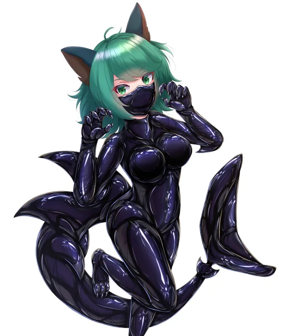 需要があるかわからない全部黒ラバー黒マスク差分 #ラバースーツ 