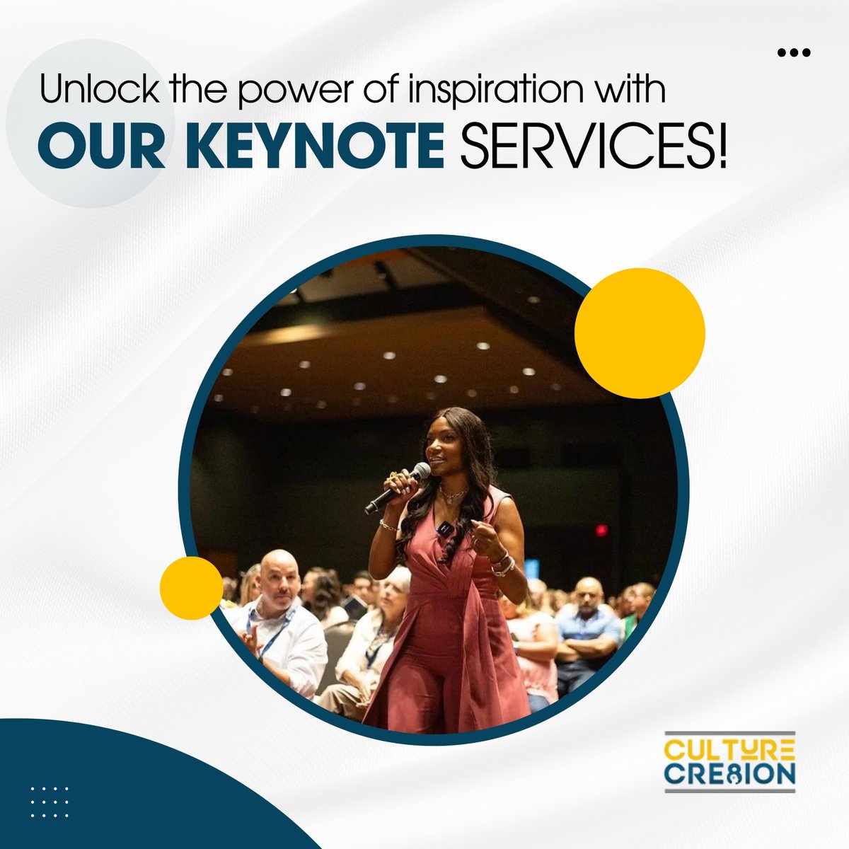 🎤✨ Elevate your events with captivating talks that resonate deeply.
.
Our seasoned speakers deliver impactful messages, sparking motivation, instilling a growth mindset, and fostering cultural transformation.
.
#KeynoteSpeakers #InspirationUnleashed