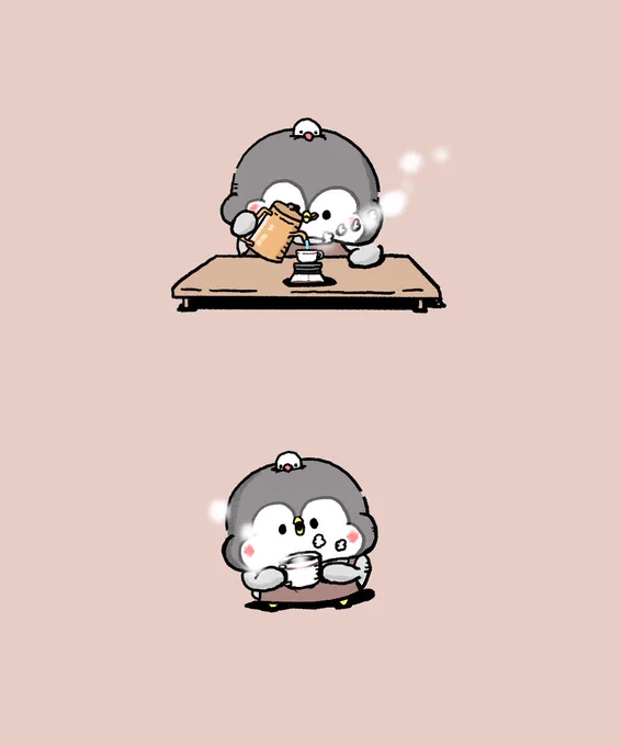 コーヒーを淹れてくれるペンギンのちゃんぺん 
