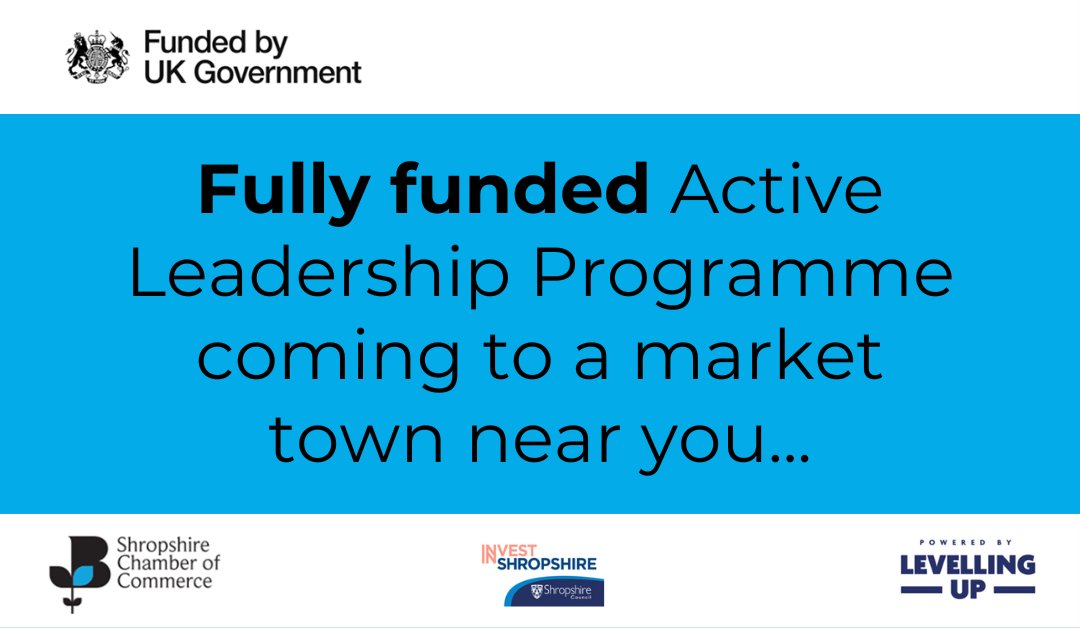 Our fully funded UKSPF Active Leadership Programme is underway in Shrewsbury, Oswestry and Bridgnorth. Have you applied yet?

Email projects@shropshire-chamber.co.uk or call Amanda on 07866599913 to apply.

#UKSPF #Shropshire #InvestinShropshire #LevellingUp #FundedbyUKGovernment