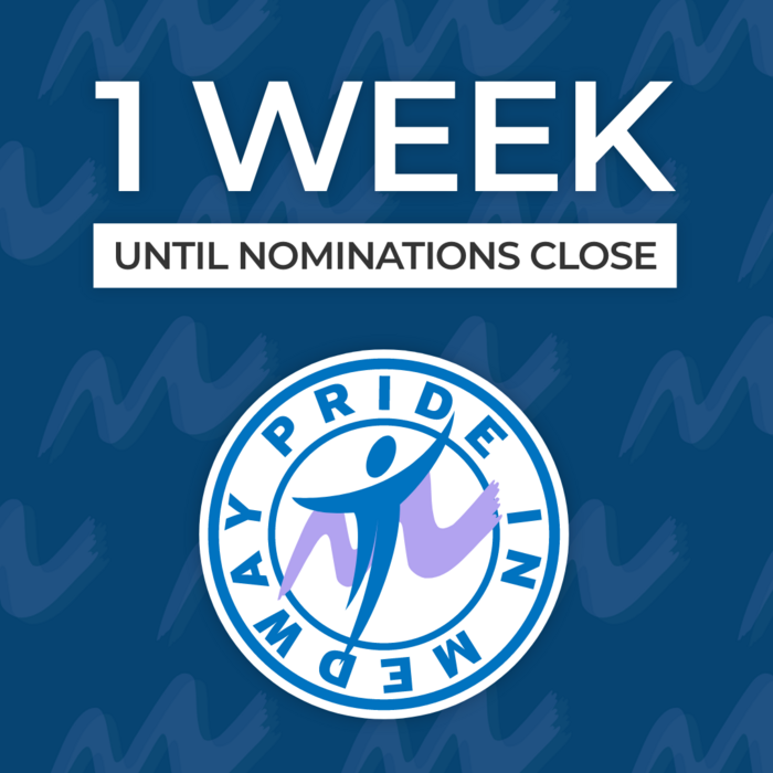 1 week left to nominate. 🎉
You have just one more week to nominate individuals and businesses that have made significant contributions to the Medway community.

Nominate today: prideinmedway.co.uk/nominate/ 

#prideinmedway #medway #medwaytown #community