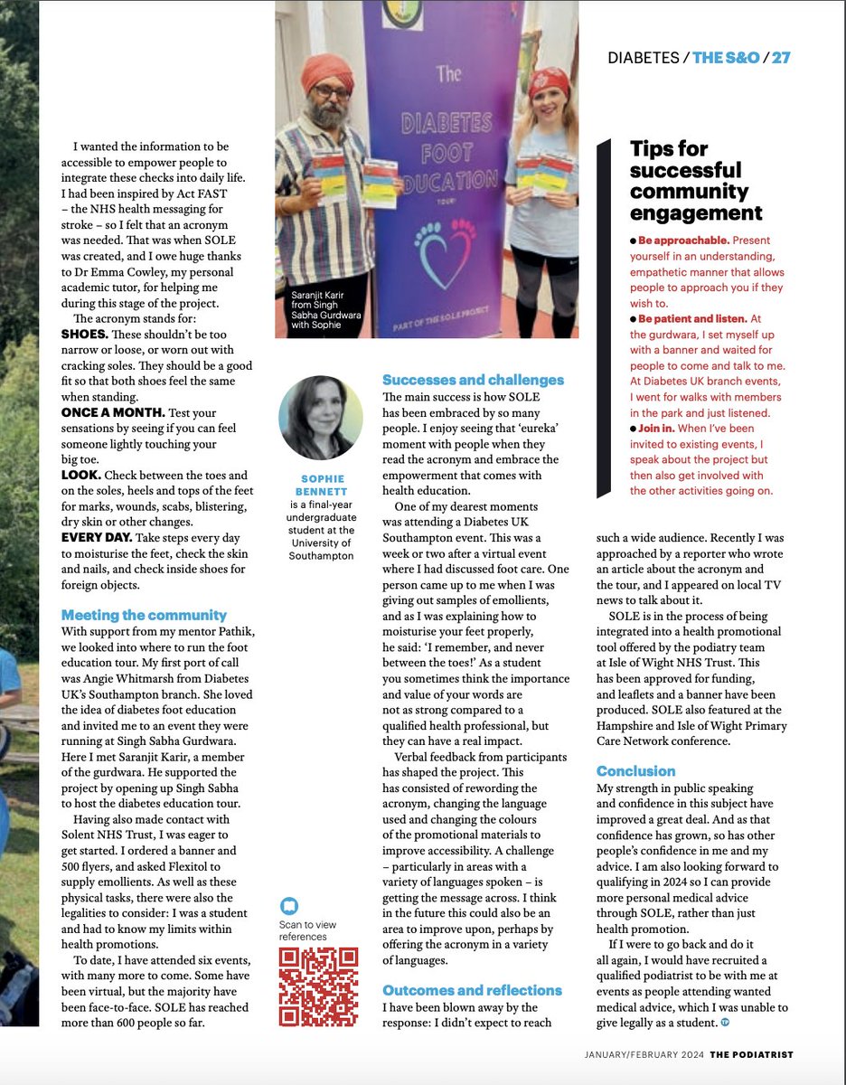 Very late in posting this but thank you @ThePodiatristUK for allowing me the opportunity to talk about the S.O.L.E project. I also want to thank @EmmaCowleyPhD, @stephpod1 and the Social impact lab for the support of bringing this project to life and now being used at @IOWNHS.