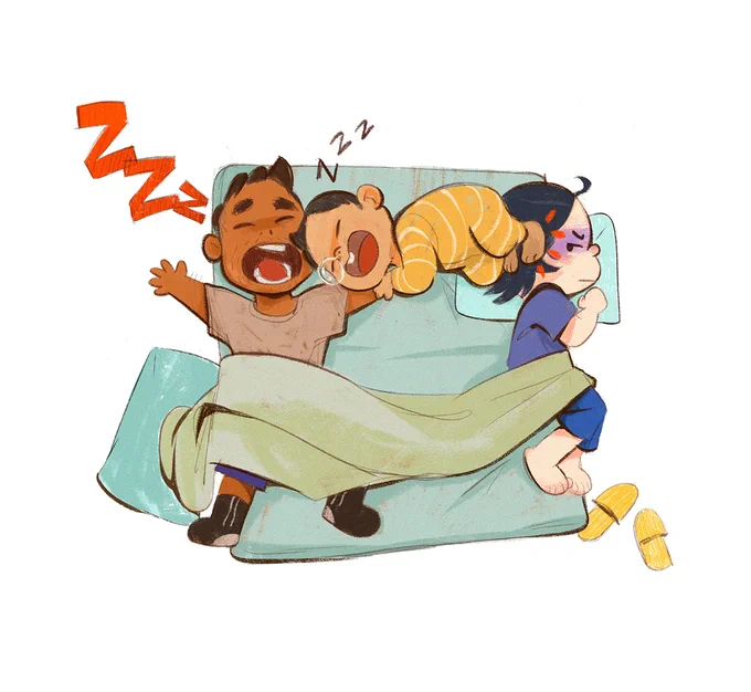 Last year we moved around a lot, so my family had to share a bed together, and I got a lot of disturbed sleep. 