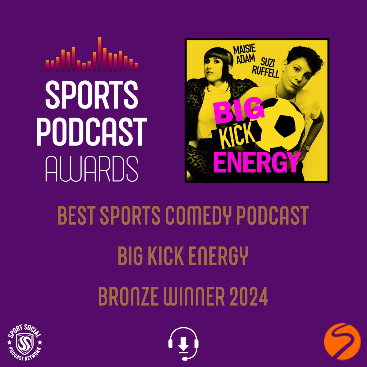 🥉🎭 The Best Sports Comedy Podcast Bronze Award goes to… BIG KICK ENERGY @MaisieAdam @suziruffell 🏆👏