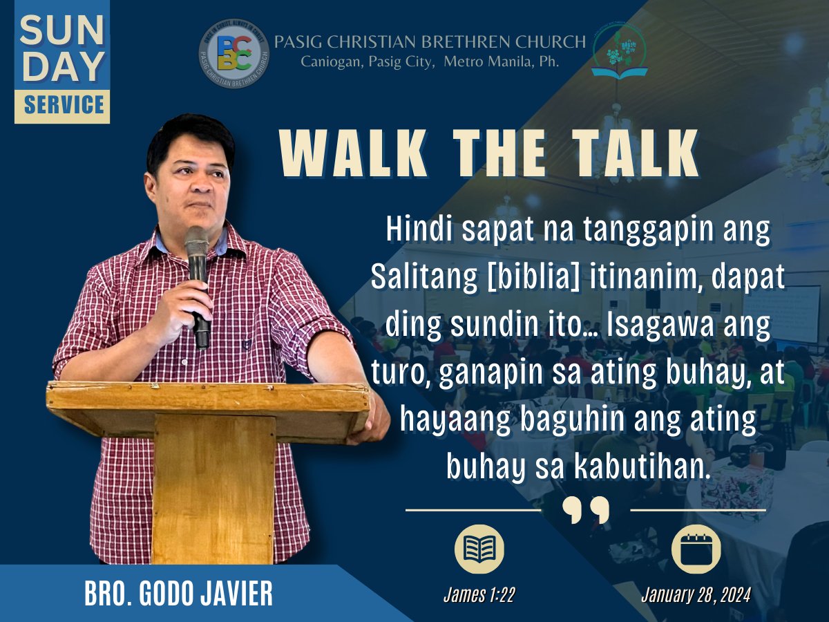 Pasig_PBC's tweet photo. Sunday Service | January 28, 2024
๐ ๐๐ผ๐๐ ๐๐๐ ๐๐ผ๐๐
James 1:22
Speaker: Bro. Godo Javier
๐๐๐ญ๐๐ก ๐ญ๐ก๐ ๐๐ฎ๐ฅ๐ฅ ๐ฏ๐ข๐๐๐จ ๐ก๐๐ซ๐: https://t.co/3eBkBOiJNv
#PCBC #pasigCBC #WalkTheTalk #WeAreDoers #FollowersOfChrist #James1 #JesusChrist #Jesus #Christ #pbci https://t.co/FTFGgNQoJD