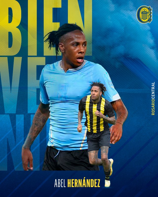 torres_devid's tweet photo. #RosarioCentral #MercadoDePases

Refuerzo top para el Canalla. se trata de Abel Hernandez 🇺🇾, quien ya es nuevo jugador para el equipo de Miguel. Llega proveniente de #Peñarol 🇺🇾, a prestamo por un año.

✍️@torres_devid
📸 @RosarioCentral https://t.co/T4BBwNVsXq