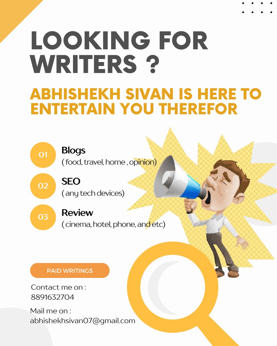 AbhishekhSivan2's tweet image. Taking new initiative...

Contact for any  content writing

#ContentCreator #contentwriting 
#Subeditor #English
