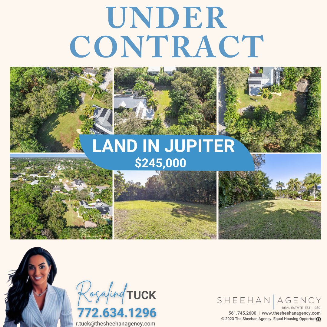 UNDER CONTRACT!✨
📍Land in #jupiterfl

Rosalind Tuck
772.634.1296
r.tuck@thesheehanagency.com