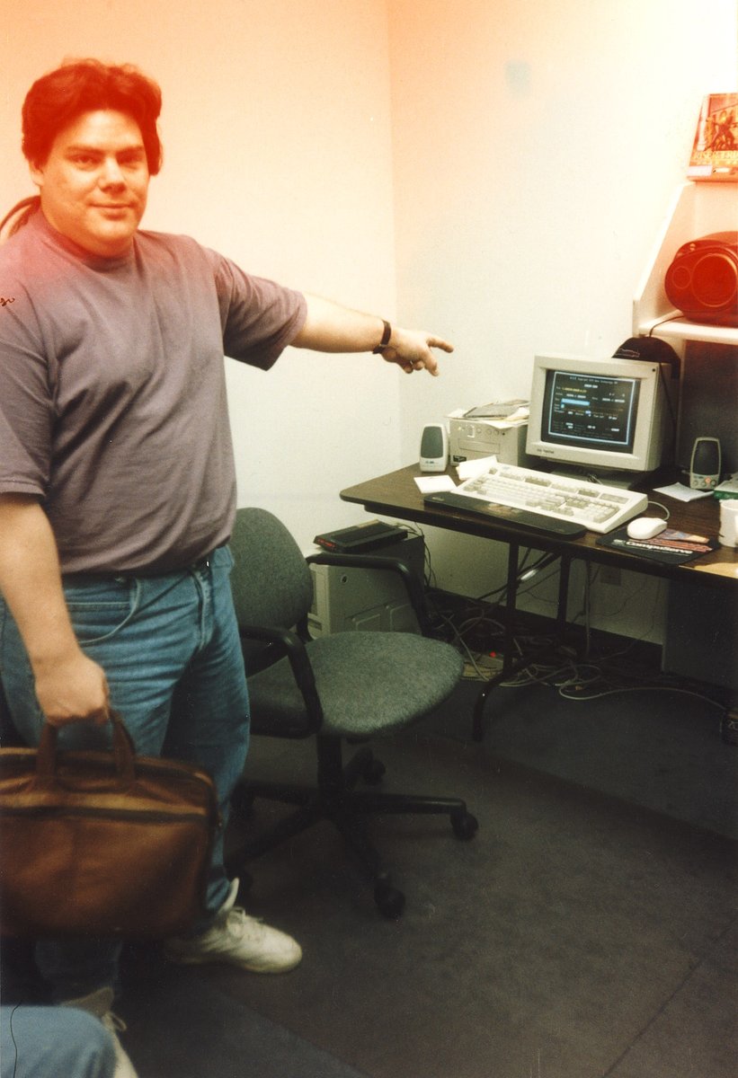 So, 28 years ago (29 Jan 1996) this happened.

This is George Broussard pointing at my computer that is uploading the shareware version of Duke Nukem 3D to Software Creations for the first time.  That was my bag then, uploading shareware episodes of games to Software Creations.