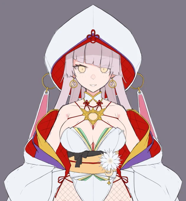 昨日のかぐや姫×バニーガール×白無垢×VTuber 色ラフ