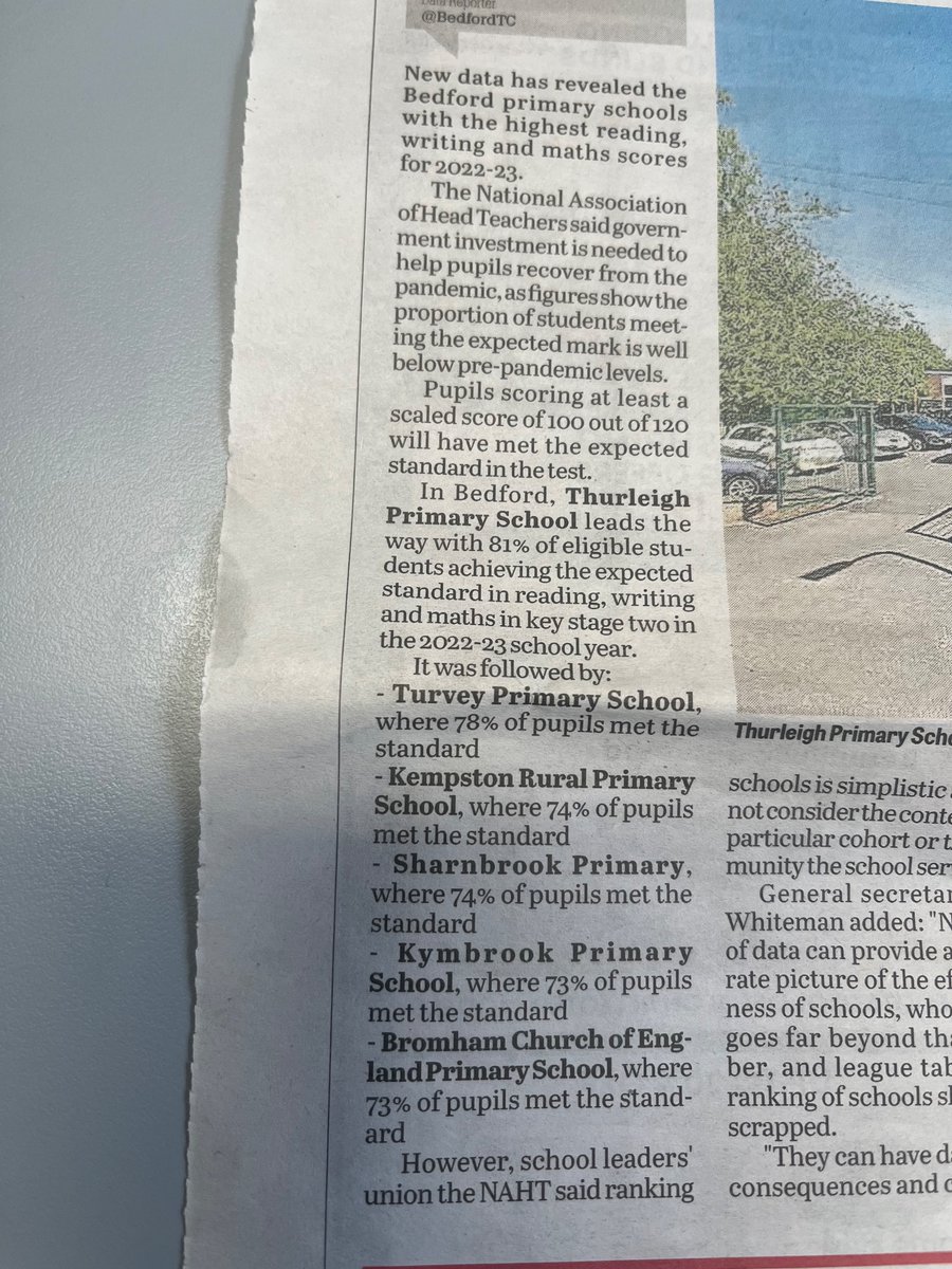 Great to see recognition for all the hard work from staff resulting in Bromham being in the top 5 of schools who have surpassed national data for the expected standard in reading, writing and maths for Key Stage 2.