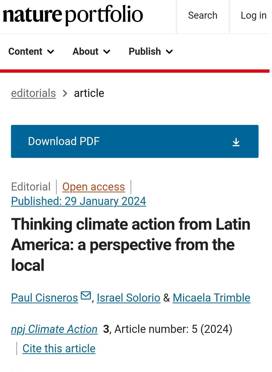 #RecienPublicado en @ClimateActionSN nuestro texto sobre accion climática local en América Latina 🌎 Está en acceso abierto‼️ rdcu.be/dxdf4