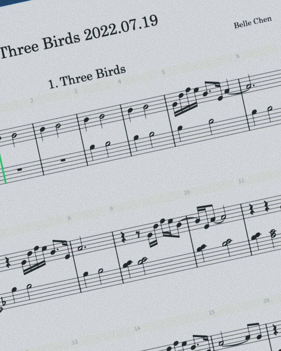 bellepianist's tweet photo. BTS, Three Birds. A melodic flutter that lingered in my mind since writing the score in 2022, and I'm so happy the piece is finally out in the world โค๏ธ โจ #bts #threebirds #behindthesong https://t.co/fq60Y1b8TB