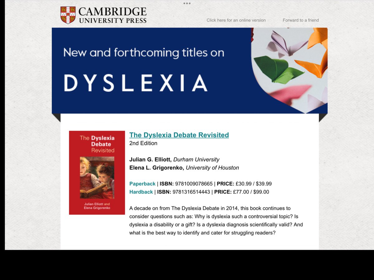 Publication of our new book updating the dyslexia debate is only a few months away. Drawing upon key scientific disciplines we examine & respond to arguments that challenge or support the scientific validity of dyslexia diagnoses and highlight the inequity of current approaches.