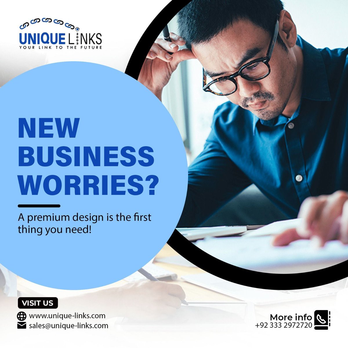 New business worries? A premium design is the first thing you need!
Contact Us At:
unique-links.com
.
#GraphicDesign #designsolutions #businessbranding #MondayMotivation