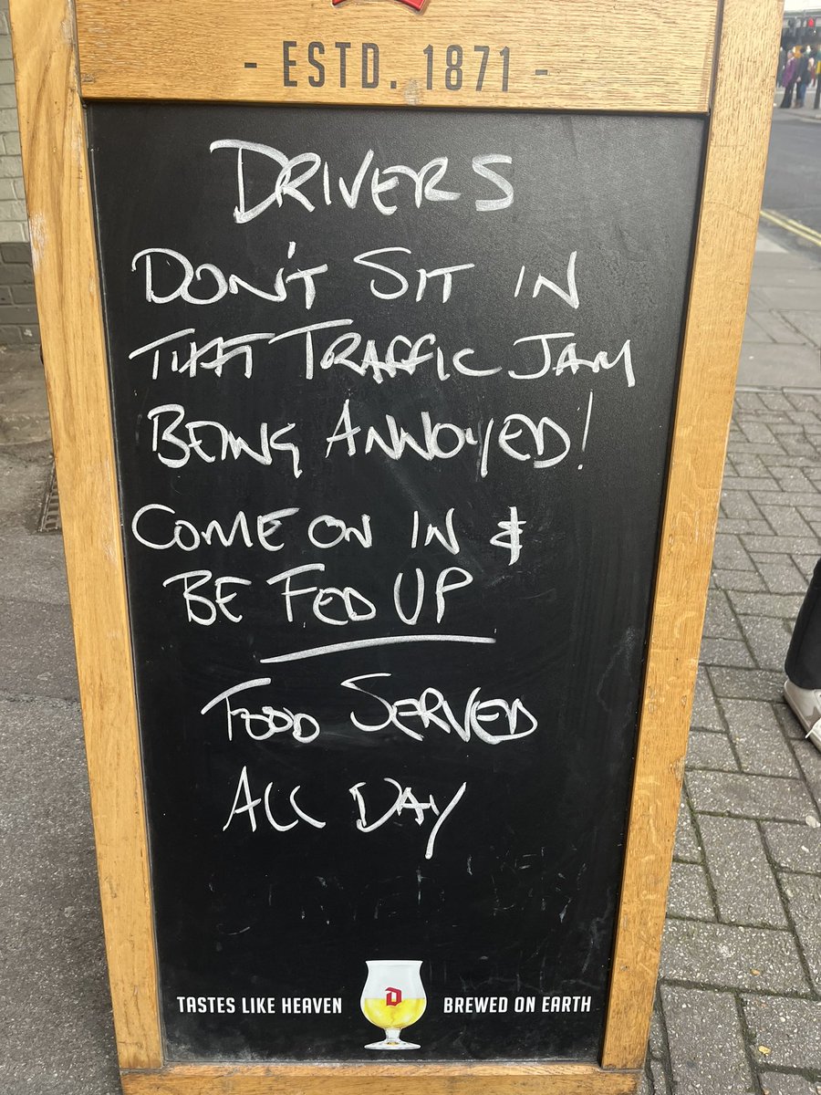 BrightWordsCopy's tweet image. Love this sign outside The Old Ale House pub in Salisbury…along a very busy road in the city centre. 

Hits its customers’ pain points and provides a solution to their problems.

#CopywritersUnite #Copywriters