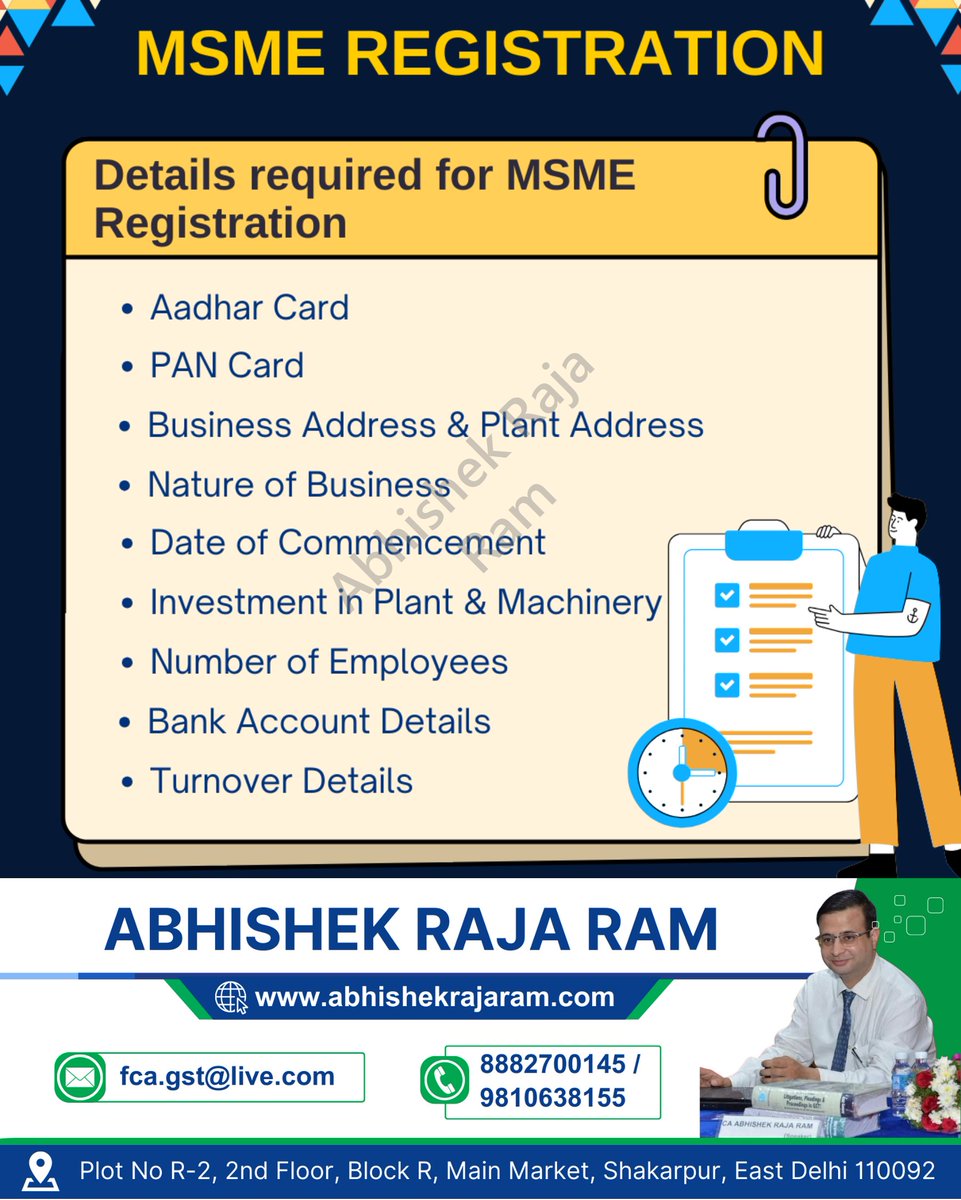 Details required for MSME Registration

 #MSMERegistration #SMEs #SmallBusinessIndia