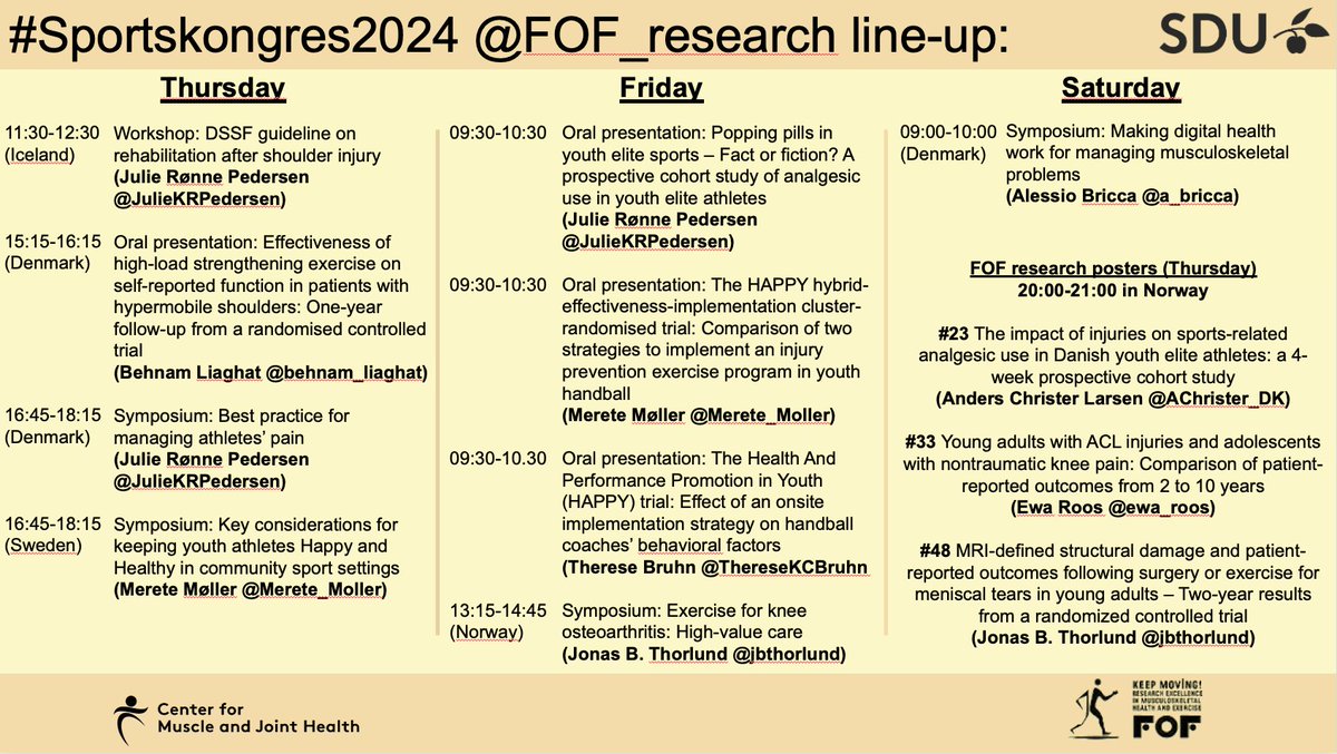 FOF research unit (@fof_research) on Twitter photo This is our line-up for the upcoming <a href="/sportskongres/">#Sportskongres</a>
We simply cant wait and are super excited to share and learn 😀💪💥🧠 This is our line-up for the upcoming <a href="/sportskongres/">#Sportskongres</a>
We simply cant wait and are super excited to share and learn 😀💪💥🧠