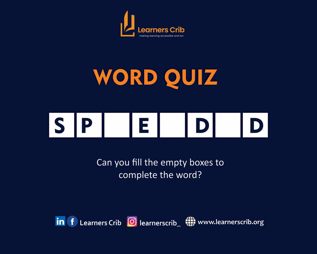 Try this word quiz and share your answer in the comment section. 

Giveaway price for the first person to get it right😃. 

Let’s go!

#monday #newweek #wordquiz #educationalgames #newwords #quiz #learners #learnerscrib
