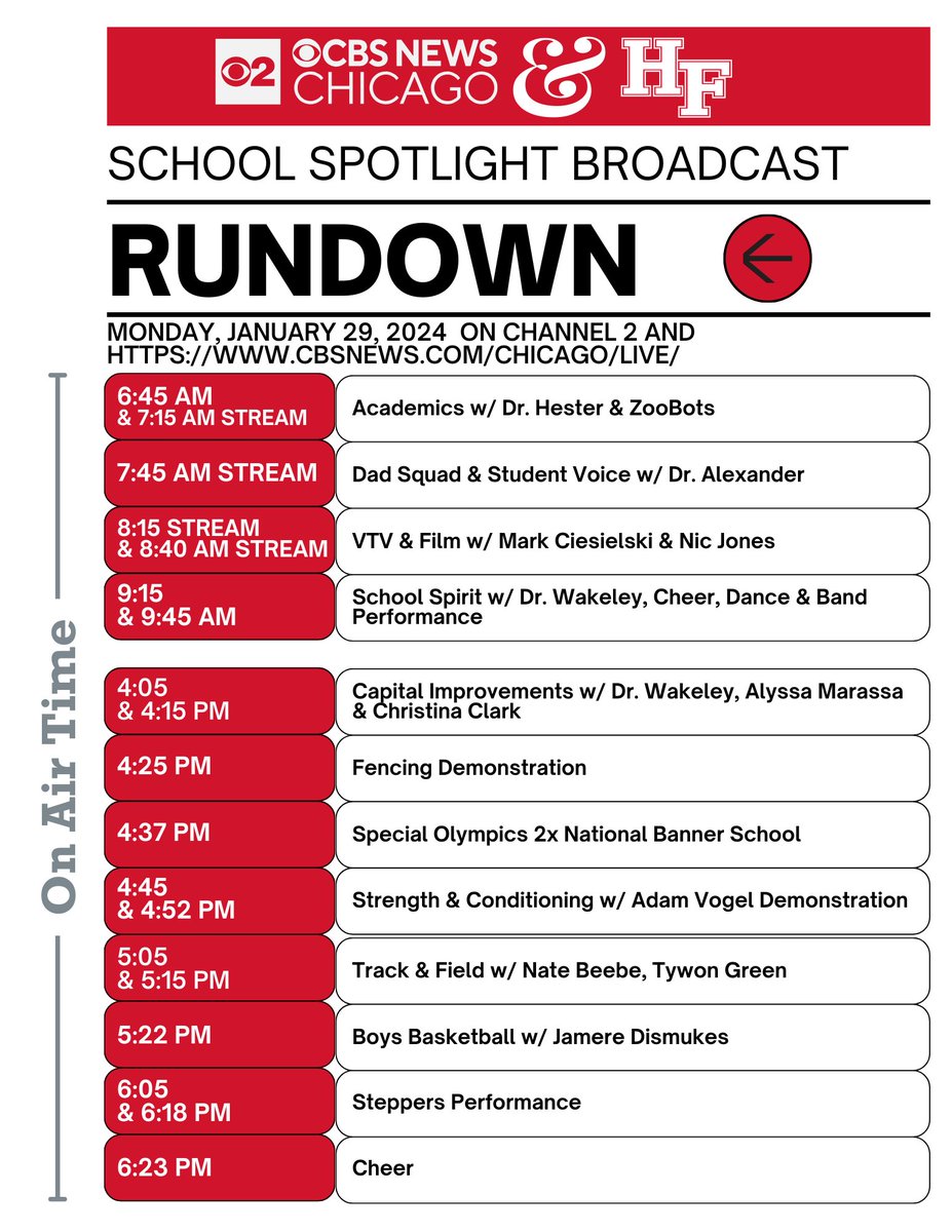 Tune in to <a href="/cbschicago/">CBS Chicago</a> to see HF's School Spotlight! We will be LIVE on Channel 2 all morning and afternoon! cbsnews.com/chicago/live #WeAreHF