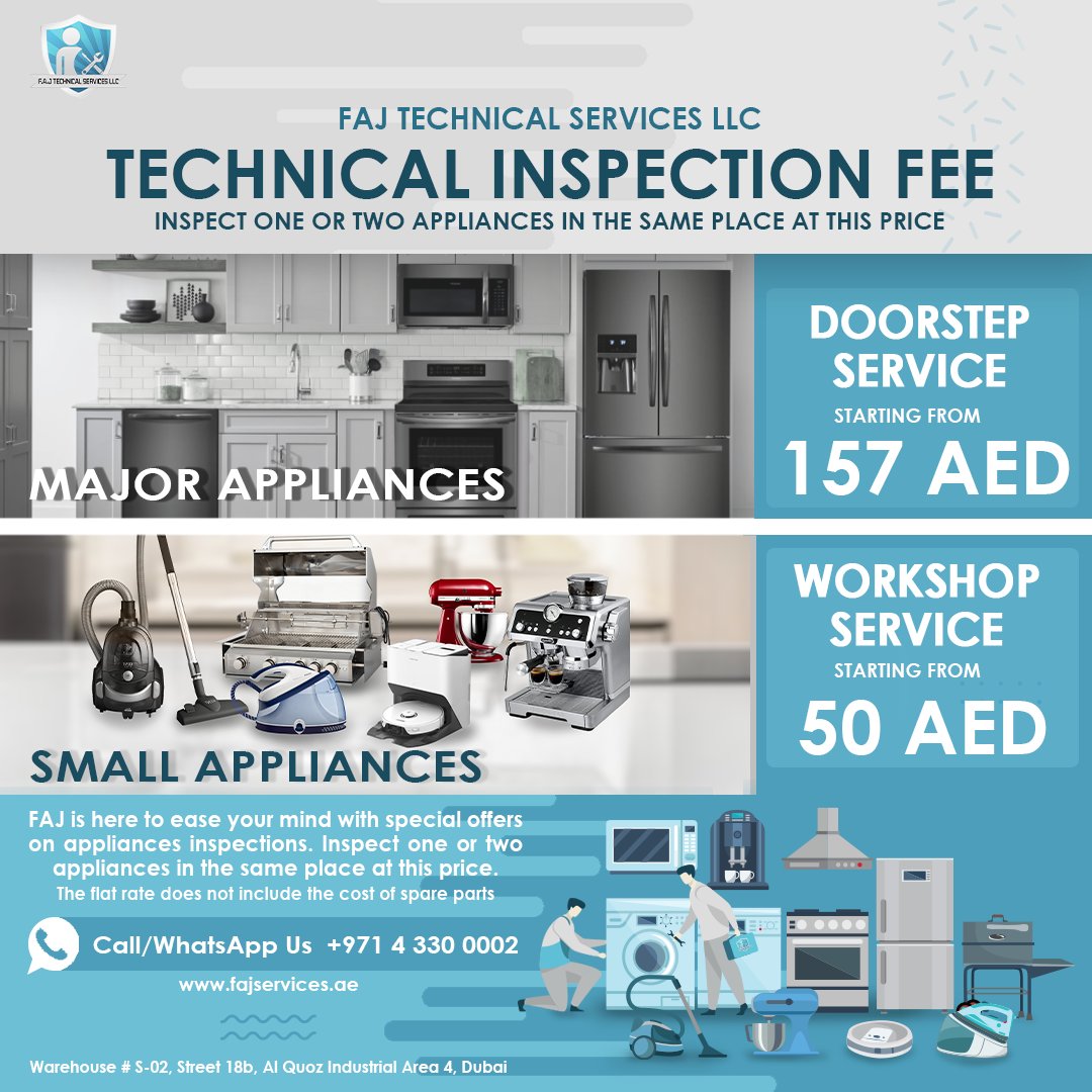 FAJTechnical's tweet image. We understand the frustration of having your everyday household appliances break down unexpectedly. 
#fajtechnicalservicesllc #Appliancesrepair #dubai #UAE