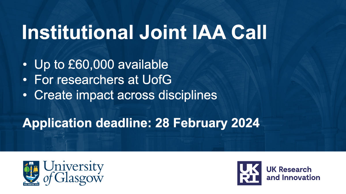 Do you have an idea for an impact project that crosses disciplinary boundaries? Apply for up to £60k through our new Institutional Joint IAA Call. Find out more: gla.ac.uk/jointiaacall