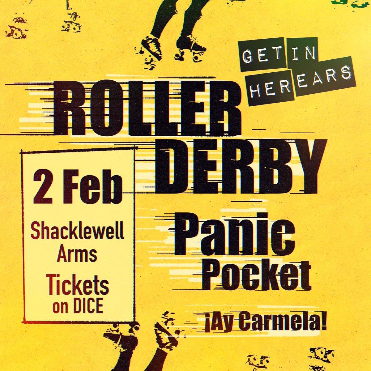💛 THIS FRIDAY! Our first gig of the year at @ShacklewellArms ! 💛 German dream-pop from Roller Derby, plus support from @panic_pocket & @aycarmelaband 🛼 Last few tickets here 🎟link.dice.fm/3GXZRNpLKGb Collecting donations for vital organisations @think2speak & @UNRWA 🏳️‍⚧️🏳️‍🌈🇵🇸