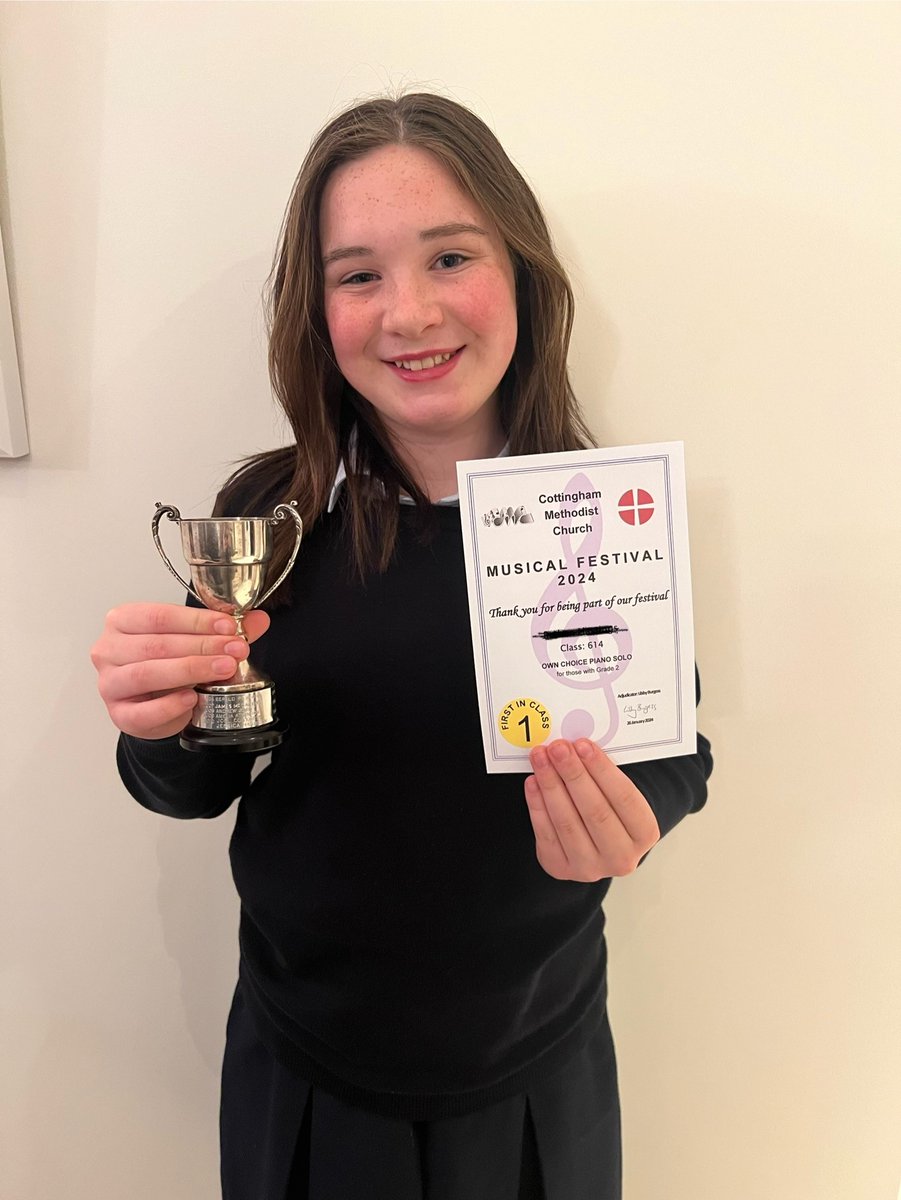✨Congratulations to Year 7 Bethan for winning the piano solo class at the Cottingham Music Festival for the third year in a row! 🎹🎼 <a href="/tranby_music/">Tranby_Music</a> 

#celebratingtalent #celebratingsuccess #thetranbyway