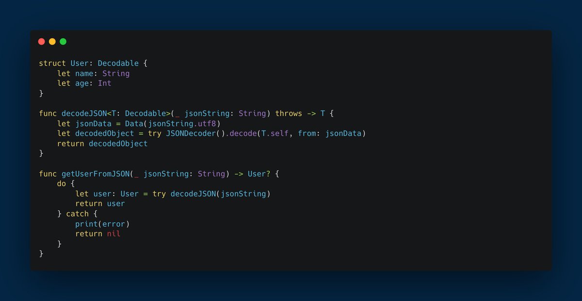 brunolorenzop's tweet image. Throwing functions can propagate errors that are thrown inside the function&apos;s scope, to its caller&apos;s scope

#swiftlang #iosprogramming